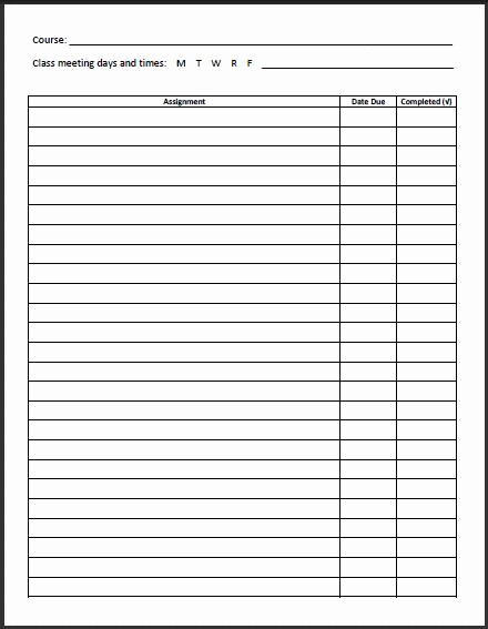 Printable Homework Planner for College Students Luxury Free Printable High School and College Course assignment