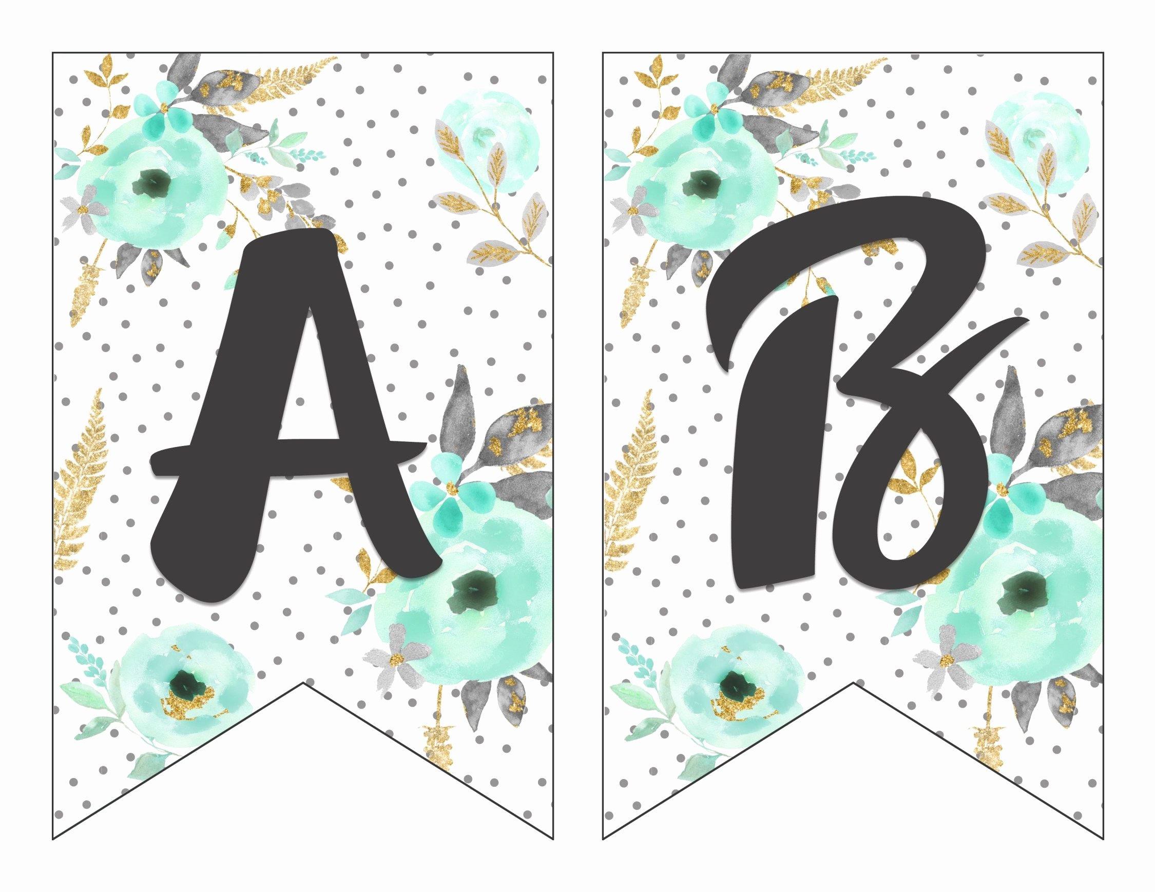 Printable Letter Banners Elegant Free Printable Alphabet Banner Mint&amp; Gold