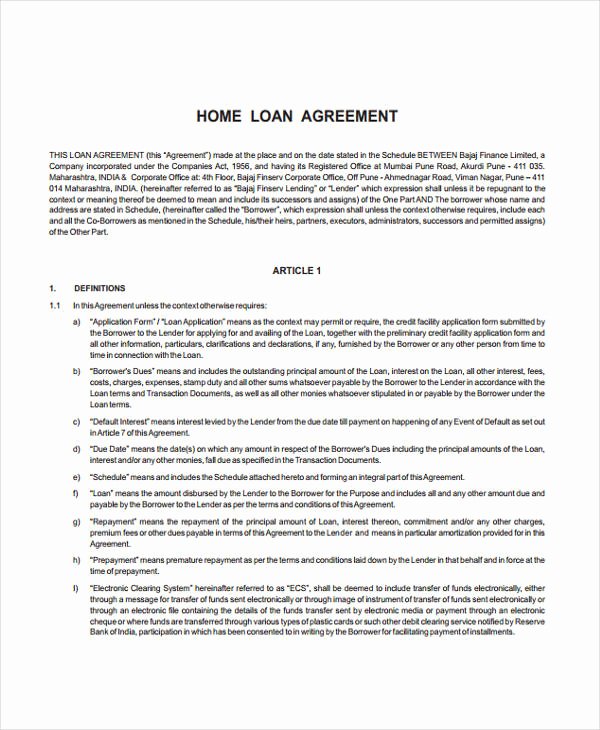 Printable Loan Agreement Elegant Loan Agreement form Example 65 Free Documents In Word Pdf