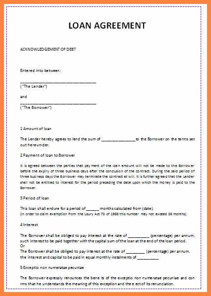 Printable Loan Agreement Inspirational 6 Sample Personal Loan Agreement Template