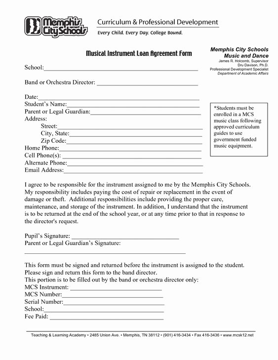 Printable Loan Agreement Inspirational Printable Sample Loan Agreement form form