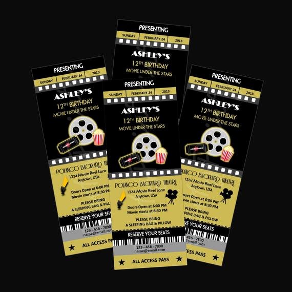 Printable Movie Ticket Invitations Best Of Printable Movie Night Party Ticket Invitations