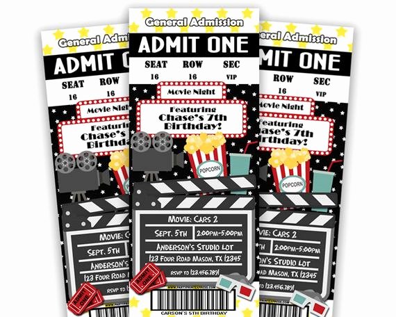 Printable Movie Ticket Invitations Luxury Printable Movie Ticket Invitation Movie by Partyprintexpress