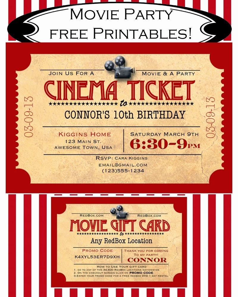 Printable Movie Ticket Invitations Unique Like Mom and Apple Pie A Summer Movies Free Printables