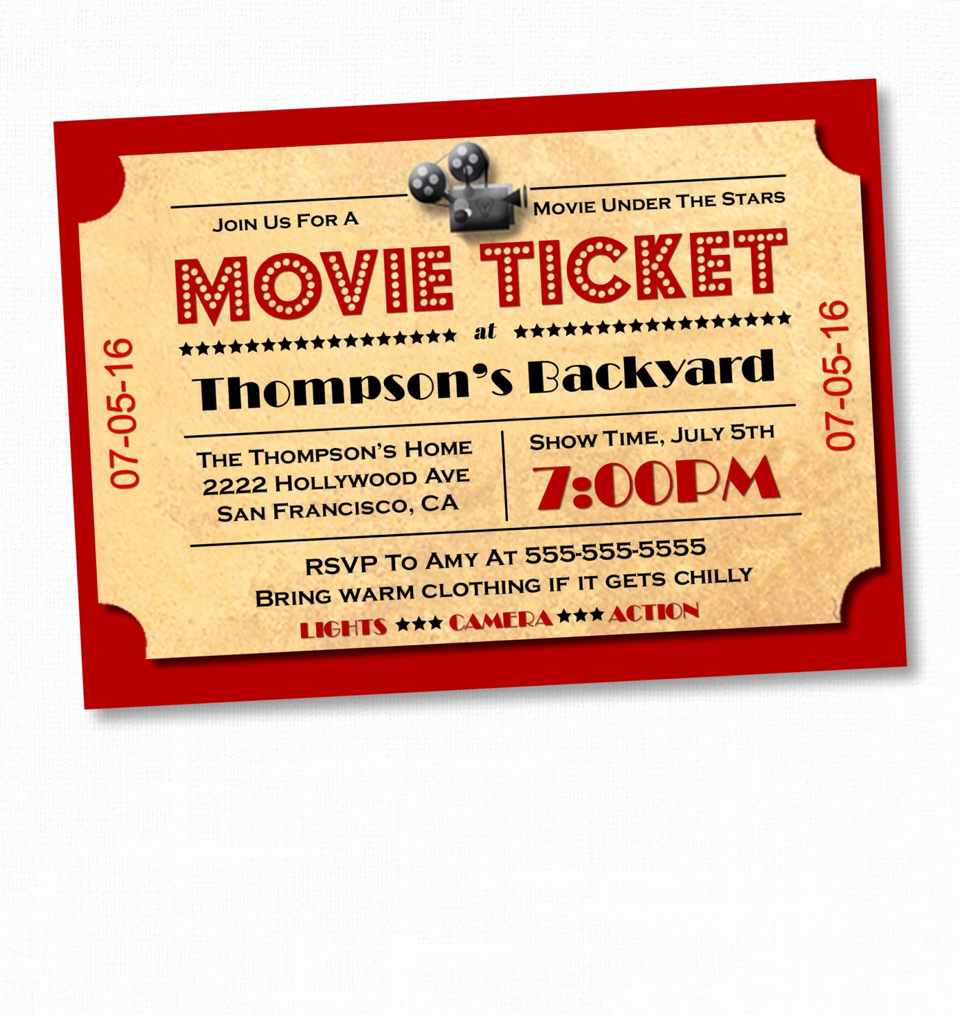 Printable Movie Ticket Invitations Unique Movie Night Invitation Movie Party Invitation Movie Night