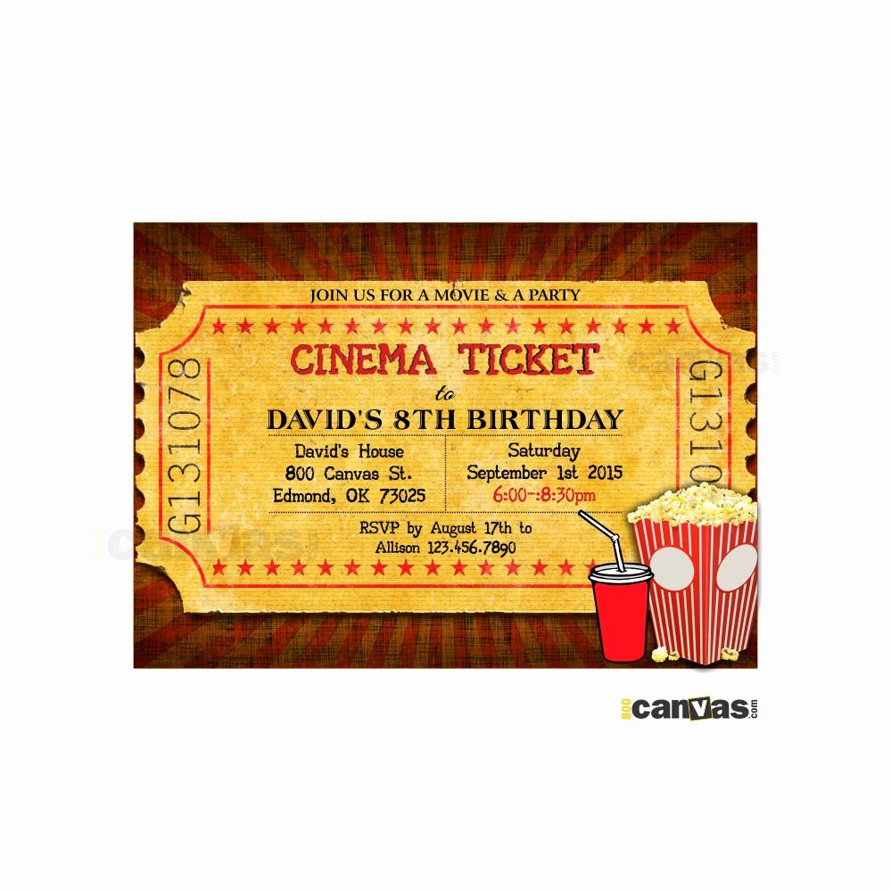 Printable Movie Ticket Invitations Unique Movie Party Invitation Printable Movie Invite Movie Ticket