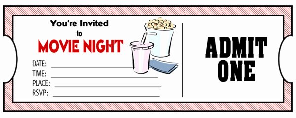 Printable Movie Ticket Invitations Unique Movie Ticket Template Free Download Clipart Best