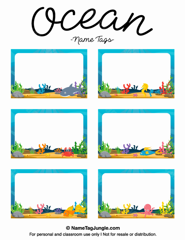 Printable Name Tags for Preschool Lovely Printable Ocean Name Tags