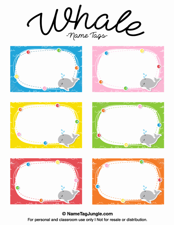 Printable Name Tags for Preschool Luxury Free Printable Whale Name Tags the Template Can Also Be