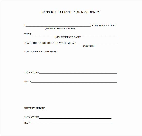 Printable Notarized Letter Of Residency Template Beautiful 7 Notarized Letter Template Doc Pdf