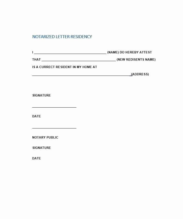 Printable Notarized Letter Of Residency Template Best Of Free Notarized Letter Template Sample format Example