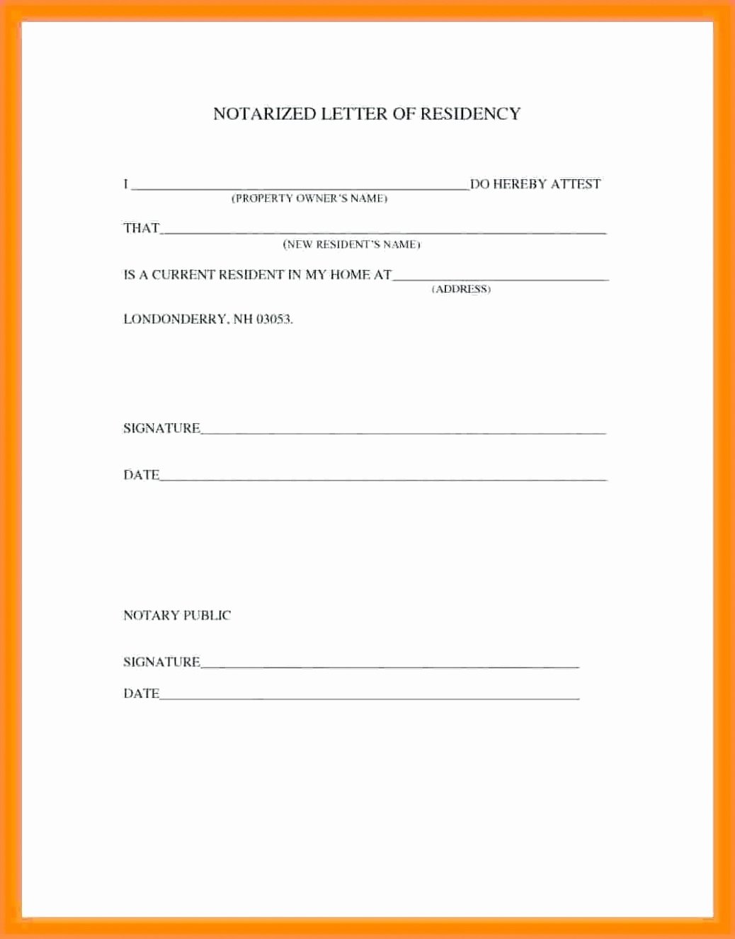 Printable Notarized Letter Of Residency Template Elegant Notarized Letter Template for Residency Gallery