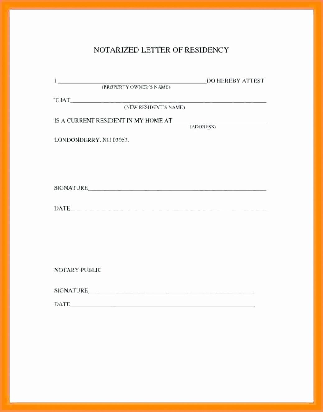 Printable Notarized Letter Of Residency Template Unique Proof Residency Letter Notarized Template Gallery