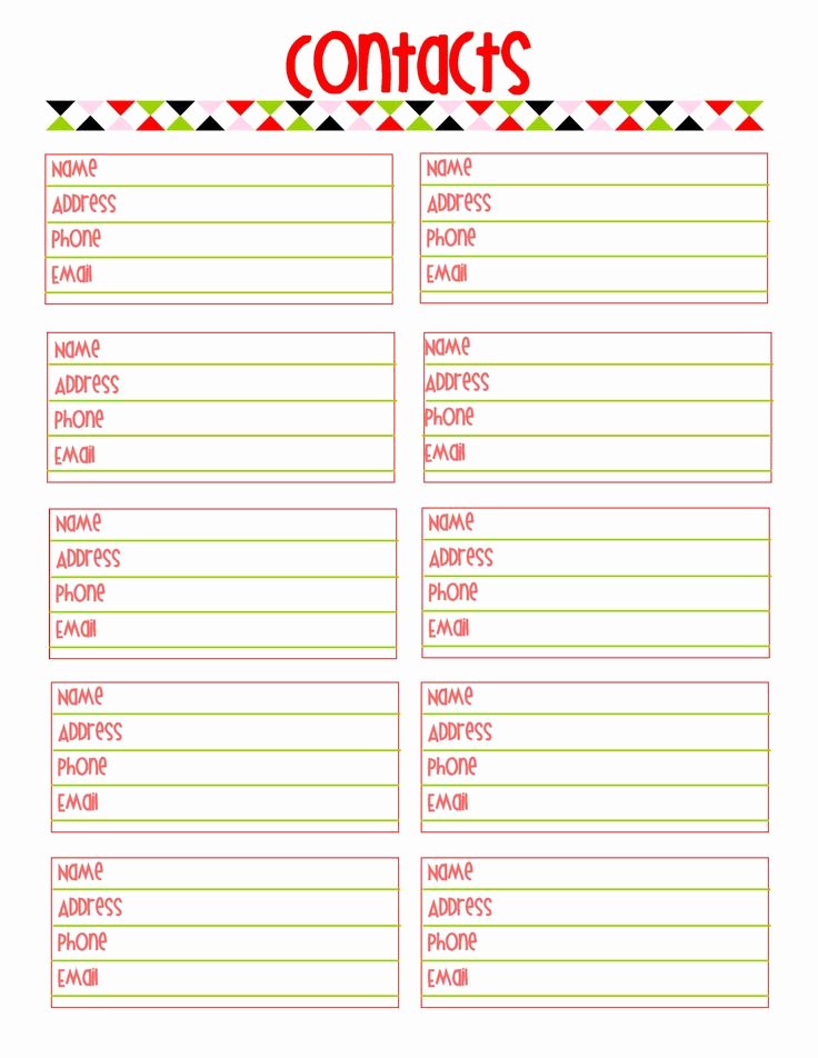Printable Phone Book Best Of Contacts List Imprimibles Pinterest