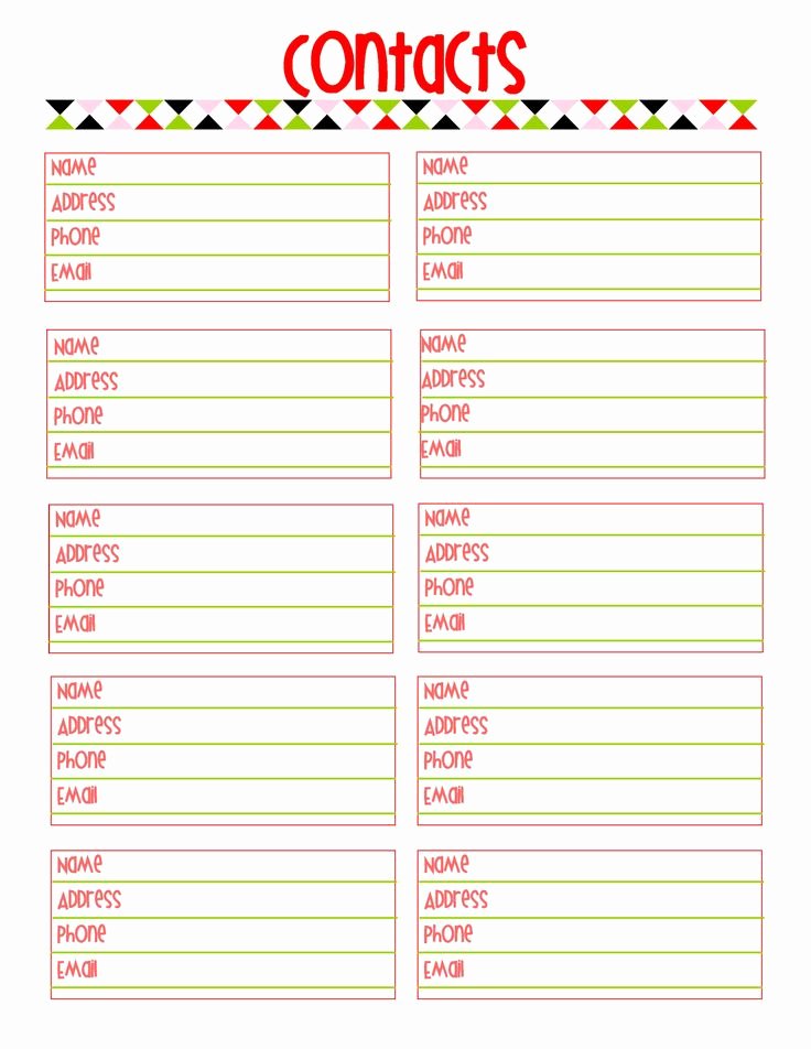 Printable Phone Book Best Of Contacts List Imprimibles Pinterest
