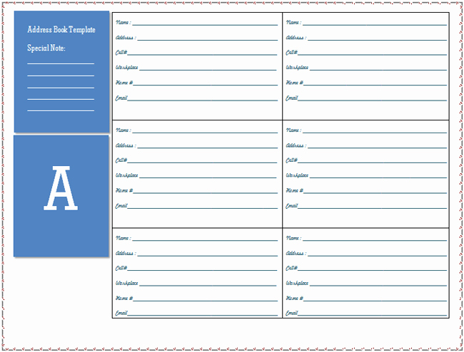 Printable Phone Book Template New Address Book Template Microsoft Word Templates