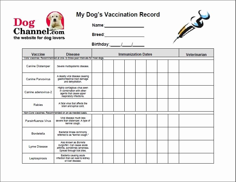 Printable Puppy Shot Record Luxury Dog Vaccination Record form Dog 2 Pinterest