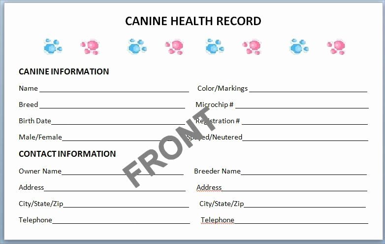 Printable Puppy Shot Records Awesome Canine Health Records Set Of 10 Litter Record Breeder