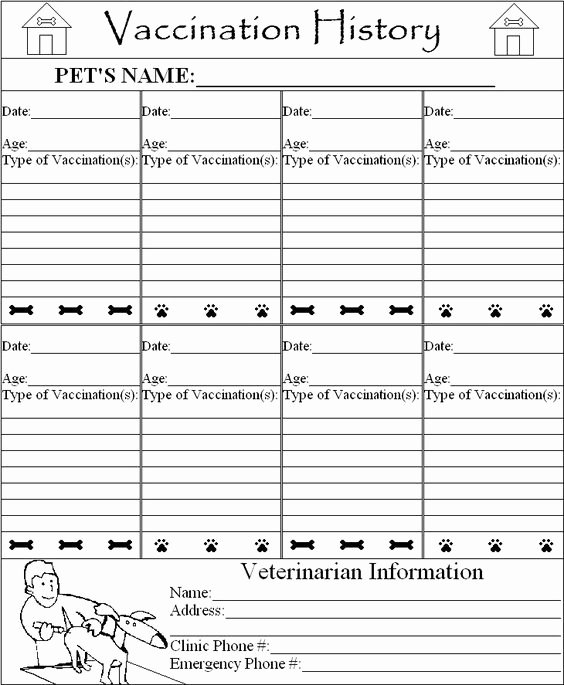 Printable Puppy Shot Records Elegant Dog Vaccination Record