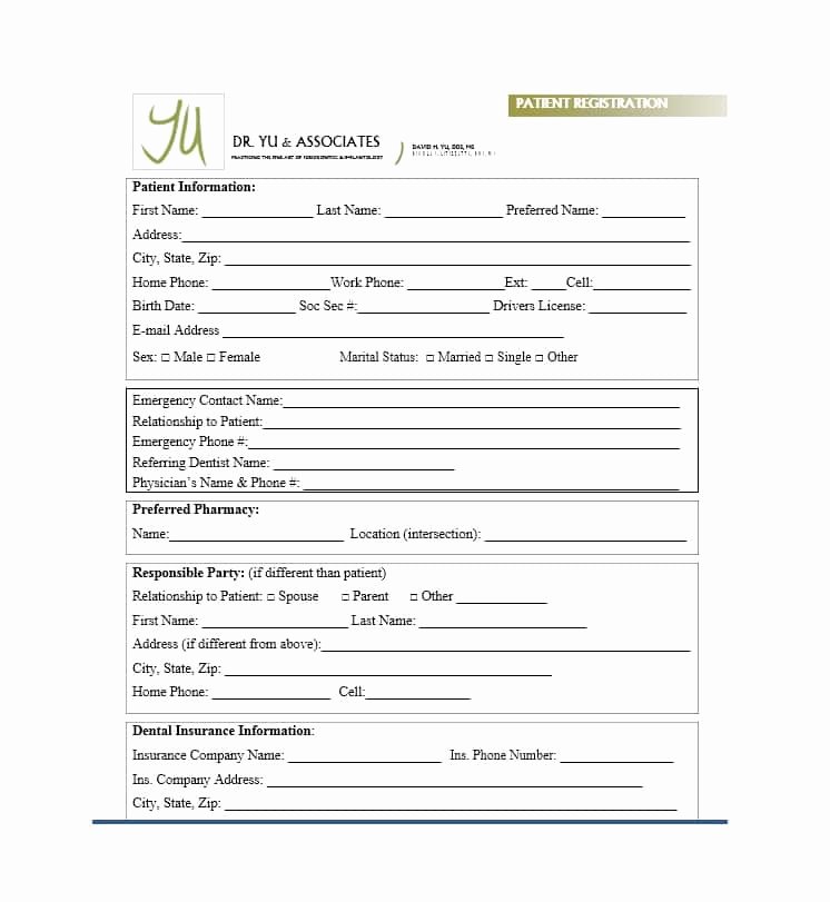 Printable Registration form Template Awesome 44 New Patient Registration form Templates Printable