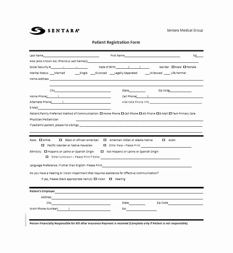 Printable Registration form Template Elegant 44 New Patient Registration form Templates Printable
