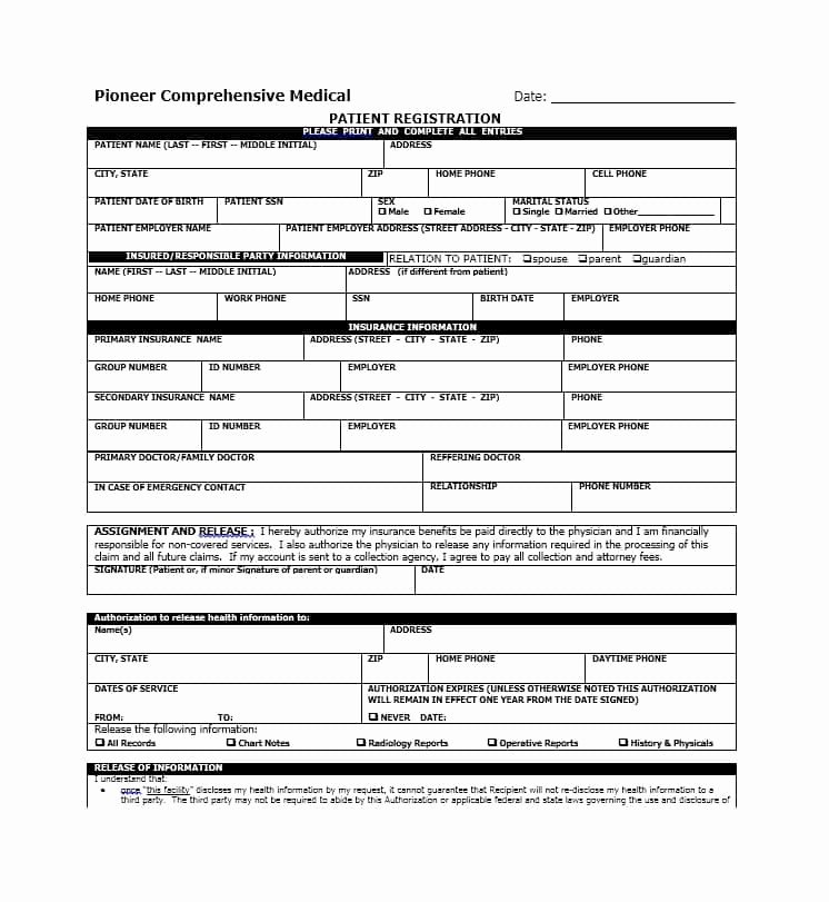 Printable Registration form Template Fresh 44 New Patient Registration form Templates Printable