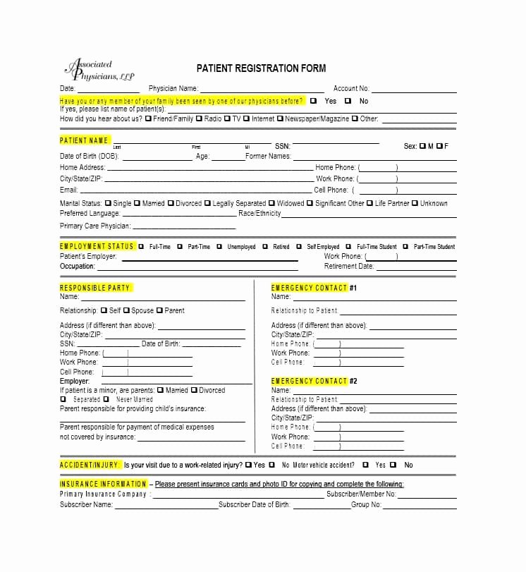 Printable Registration form Template Fresh 44 New Patient Registration form Templates Printable