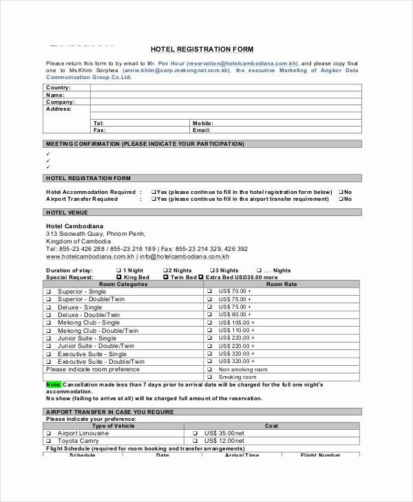 Printable Registration form Template New Printable Registration form Templates 9 Free Pdf