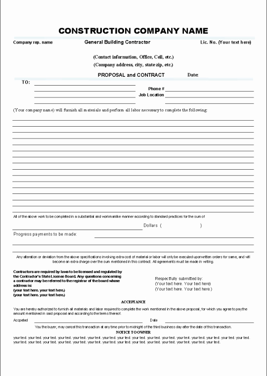 Printable Roofing Contracts Best Of Construction Proposal Template