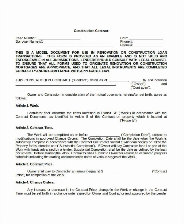 Printable Roofing Contracts Fresh Construction Contract Template 12 Word Pdf Apple