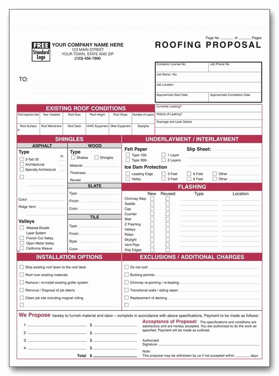 Printable Roofing Contracts Inspirational Printable Roofing Estimate Sheet