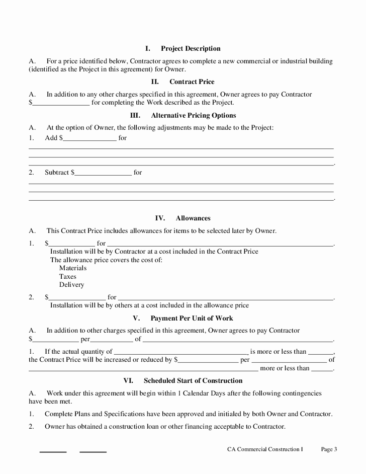 Printable Roofing Contracts Unique Printable Sample Construction Contract Template form