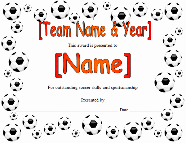 Printable soccer Certificate Awesome soccer Award Certificate In Microsoft Word format