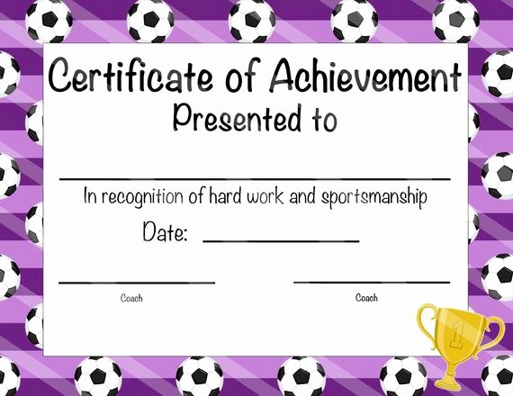 Printable soccer Certificate Inspirational soccer Certificate Of Participation soccer Award Print at