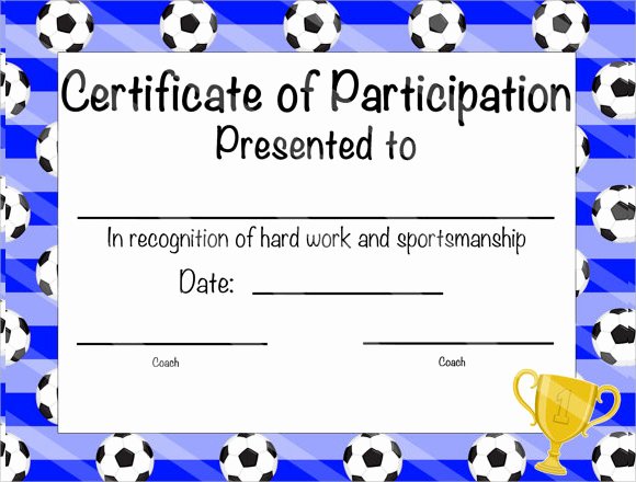 Printable soccer Certificate New 25 Sample Participation Certificate Psd Pdf Word Ai