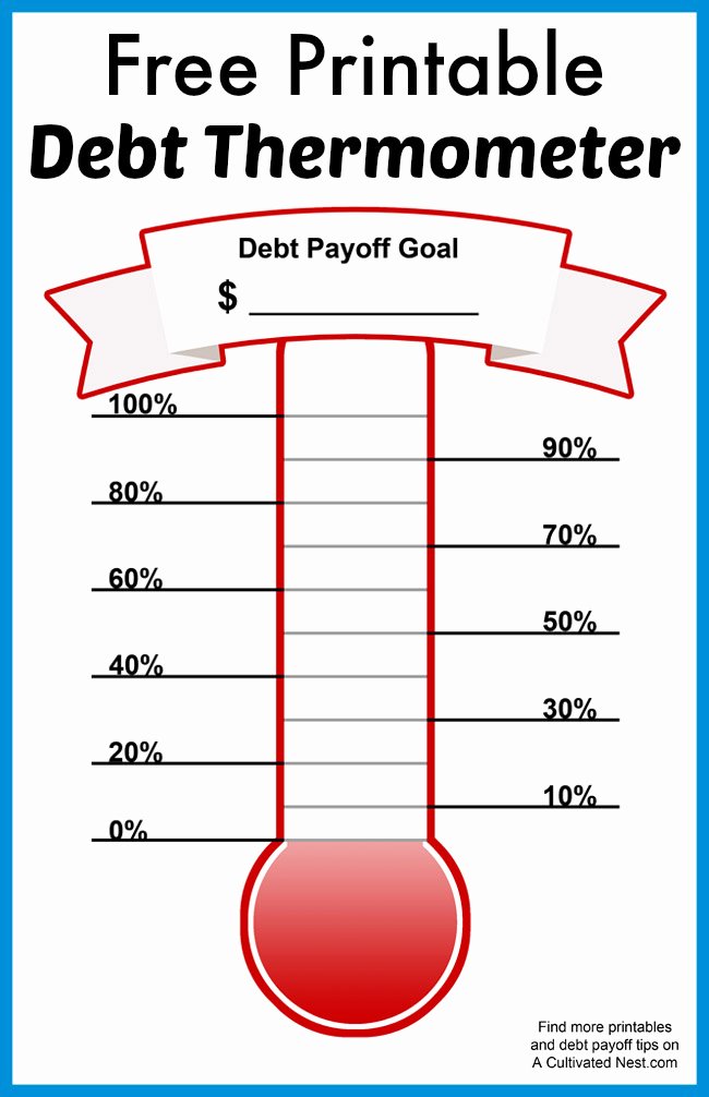 Printable thermometer Goal Chart Luxury Free Printable Debt thermometer