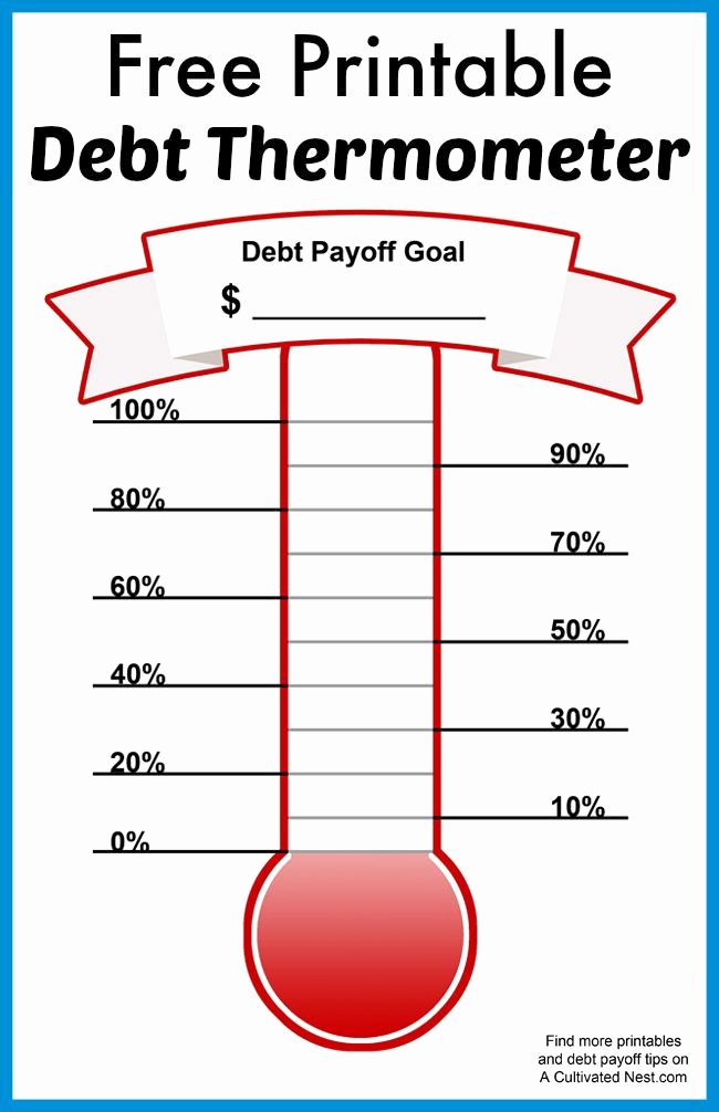 Printable thermometer Goal Chart New Free Printable Debt thermometer