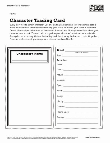 Printable Trading Card Template Luxury Character Trading Card Lesson Plan for 7th 8th Grade