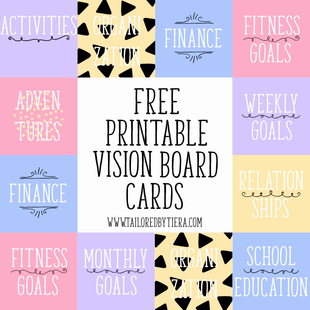 Printable Vision Board Template Fresh Vision Board Cards Setting and Maintaining Goals