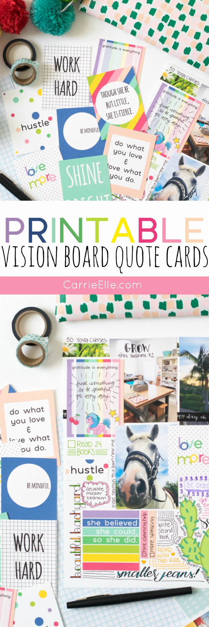 Printable Vision Board Template Inspirational Vision Board Printable Quote Cards Carrie Elle