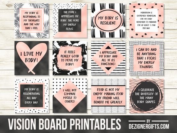 Printable Vision Board Template Lovely Vision Board Printables Positive Body Quotes Affirmation