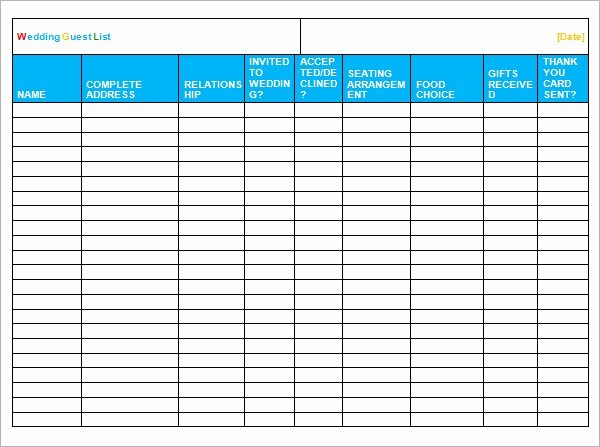 Printable Wedding Guest Lists Beautiful 17 Wedding Guest List Templates Pdf Word Excel