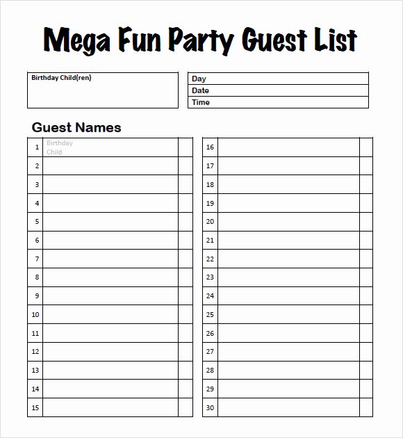 Printable Wedding Guest Lists Beautiful 9 Guest List Samples