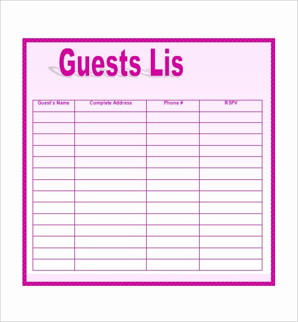 Printable Wedding Guest Lists Beautiful Landscape Design Templates