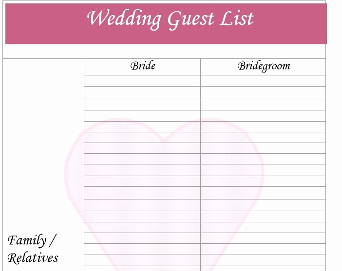 Printable Wedding Guest Lists Best Of 30 Free Wedding Guest List Templates Templatehub