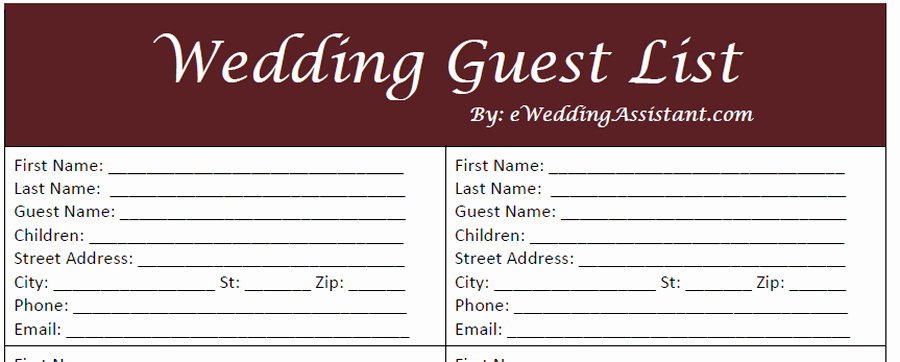 Printable Wedding Guest Lists Elegant 17 Wedding Guest List Templates Excel Pdf formats