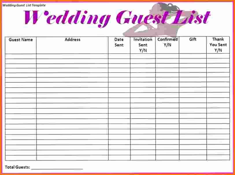 Printable Wedding Guest Lists Fresh Wedding Guest List Worksheet Printable the Best Worksheets