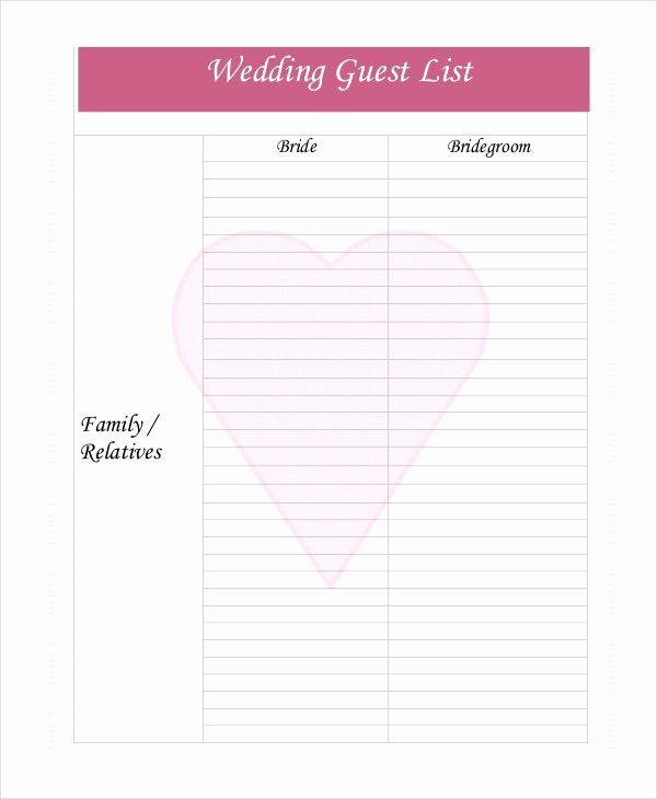 Printable Wedding Guest Lists Luxury Wedding Guest List Template 9 Free Word Excel Pdf