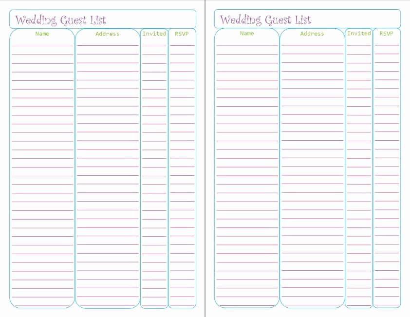 Printable Wedding Guest Lists Luxury Wedding Planner Printables – Peanut and Jellybean