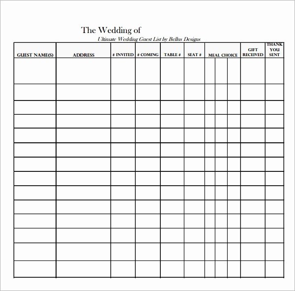 Printable Wedding Guest Lists New 17 Wedding Guest List Templates Pdf Word Excel